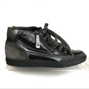 Paul Green High Top Patent Leather & Suede Side Zipper Metallic Sneaker Sz 6.5
